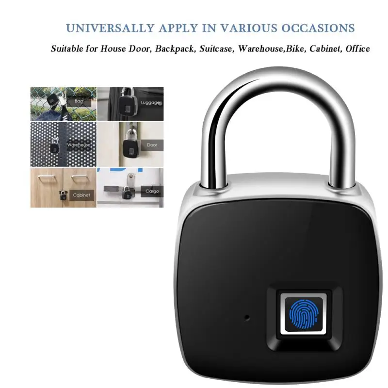 

Fingerprint Smart Padlock Recognition Smart Keyless Door Lock Security Anti-Theft Padlock cerradura electronica Waterproof