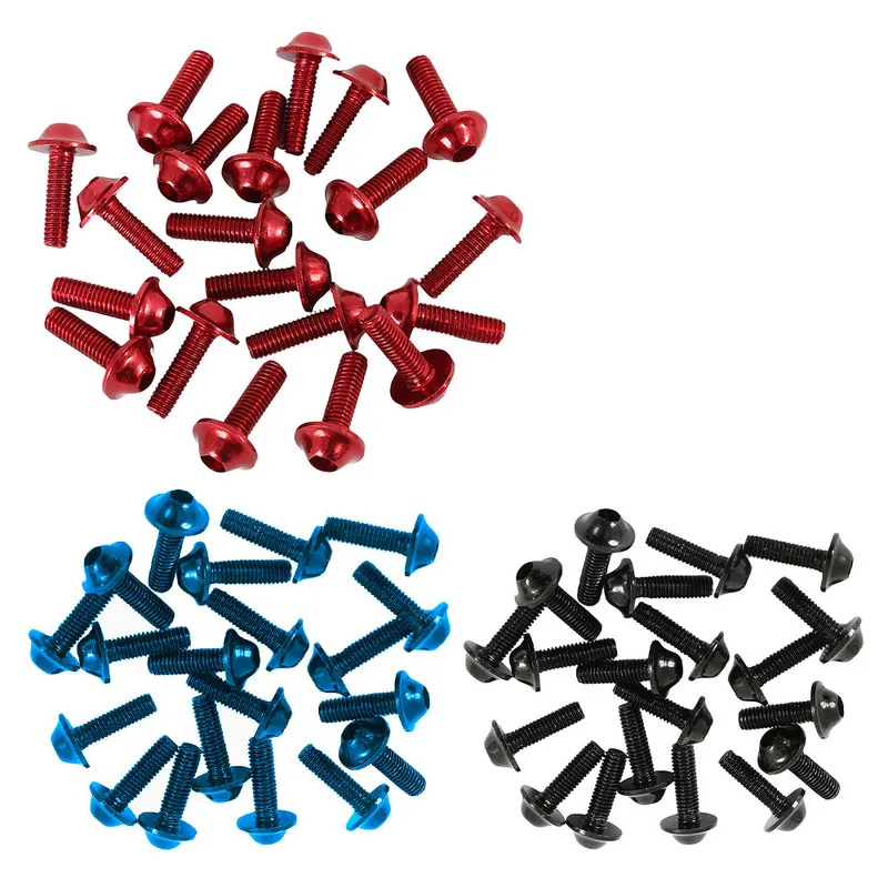 

20Pcs Universal Motorcycle Sportbike Fairing Bolts Kit Body Fasteners Clip Screws M5x16mm Red/blue/black Color Motorcycles Screw