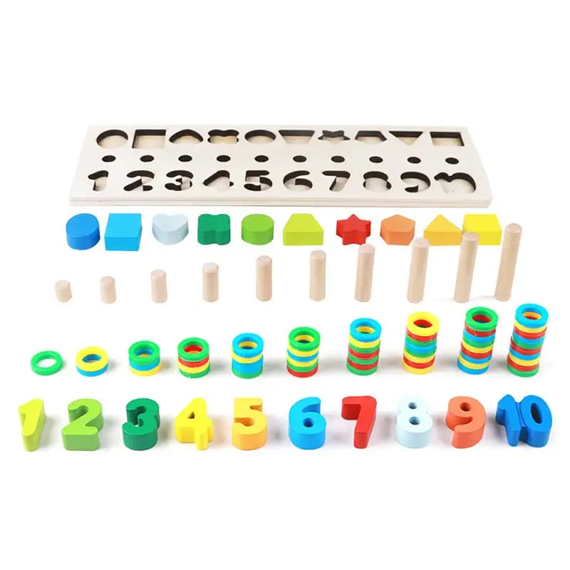 

Digital Pairing Toy Puzzle Board Wooden Preschool Educational Math Number Board Counting Tool Number Game for Children Toddlers