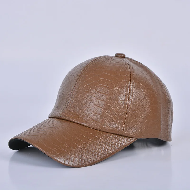 

New Pattern Hats Woman Autumn And Winter Sun Hat Korean Snake PU Fur Cap Baseball Hat Male Crocodile Grain Peaked Cap Tide