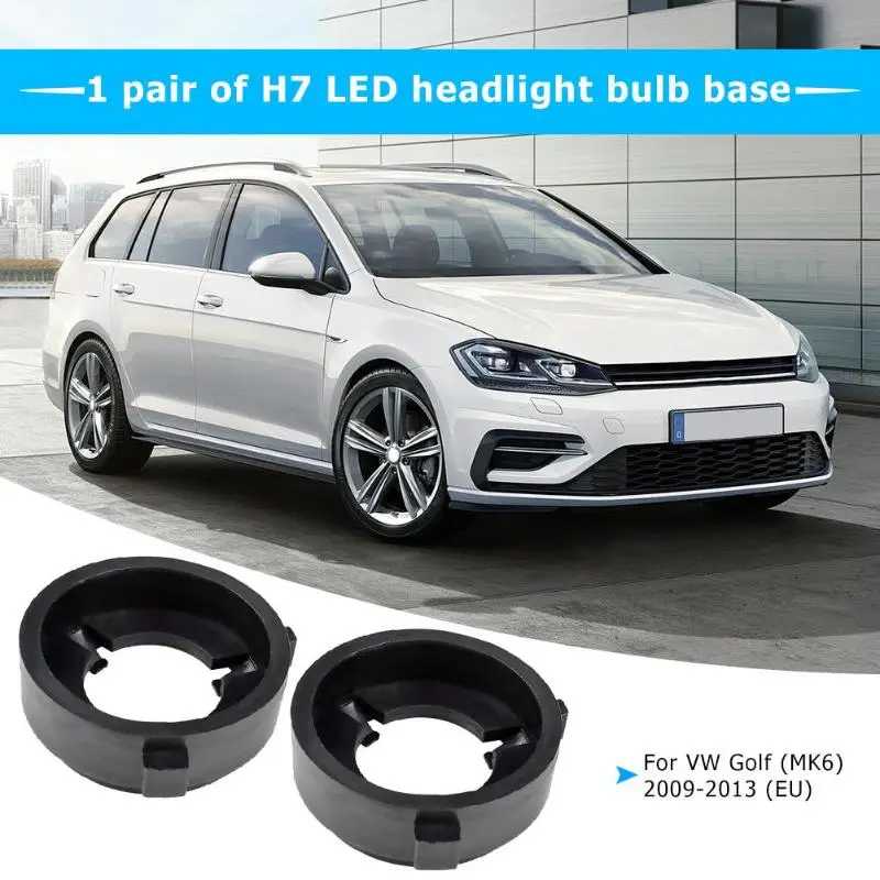 

1 Pair H7 LED Headlight Bulb Base Adapters Holders Retainers for Golf MK6 High Quality Plastic Material Car Lights Base Black