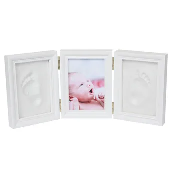 

Newborn Baby Commemorative Photo Frame Desktop Decor Diy Handprint And Footprint Soft Clay Safe Inkpad Best Gift For Kids
