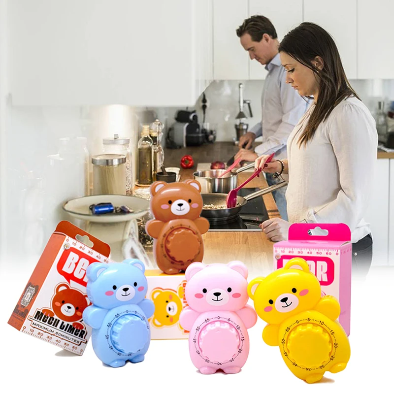 

60min Alarm Clock Creative Kitchen Tools New Cartoon Cute Kitchen Timer Stopwatch Bear Timer Plastic Machine Timer