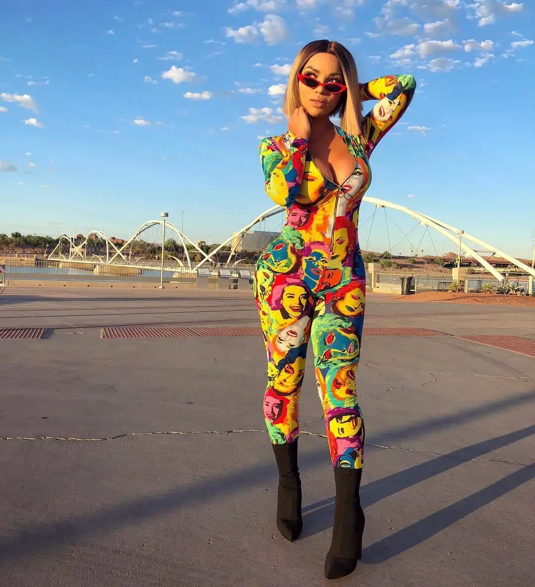 

2019 Sexy Skinny Rompers Zippers Long Sleeve Print Womens Jumpsuit Streetwear Plus Size Ladies Jumpsuits Overalls