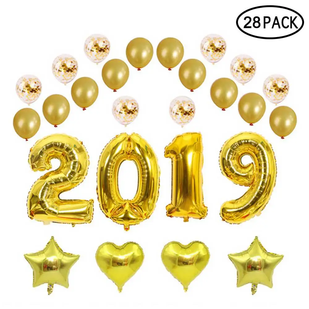 

40 inch 2019 Happy New Year Balloons Gold/Silver Foil Helium Christmas Balloons Celebration Happy New Year Party Decor Supplies