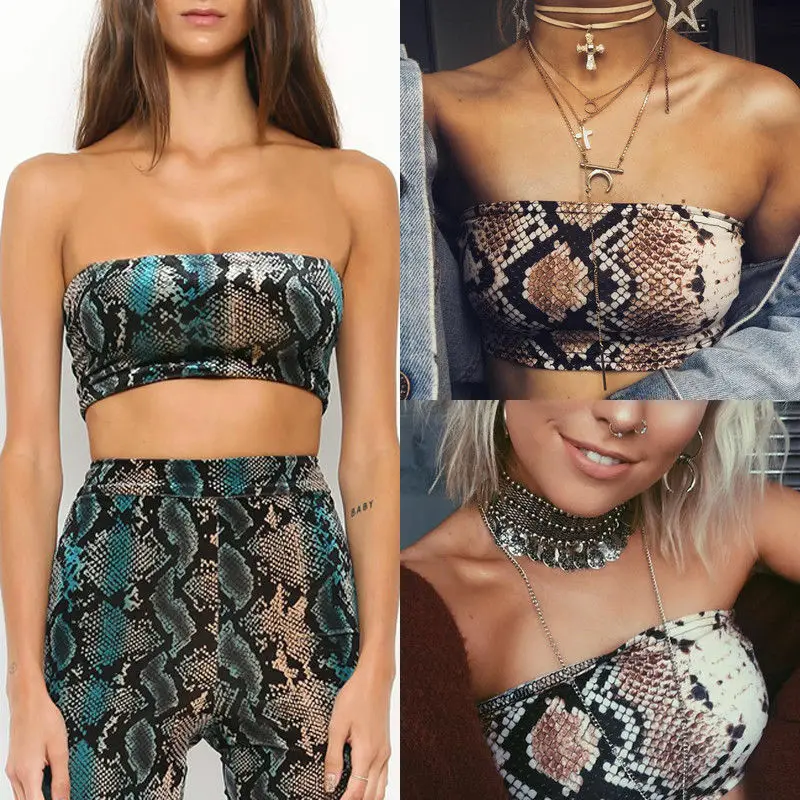 

Sexy Women Ladies Elastic Snake Boob Tube Strapless Bandeau Stretch Crop Tops
