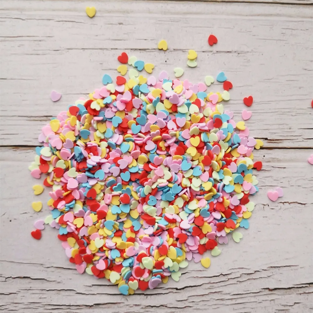 100g/bag Slime Filler Clay Sprinkles Filler Toys Accessories Candy Fake Cake Dessert Slices Decoration Heart Shape