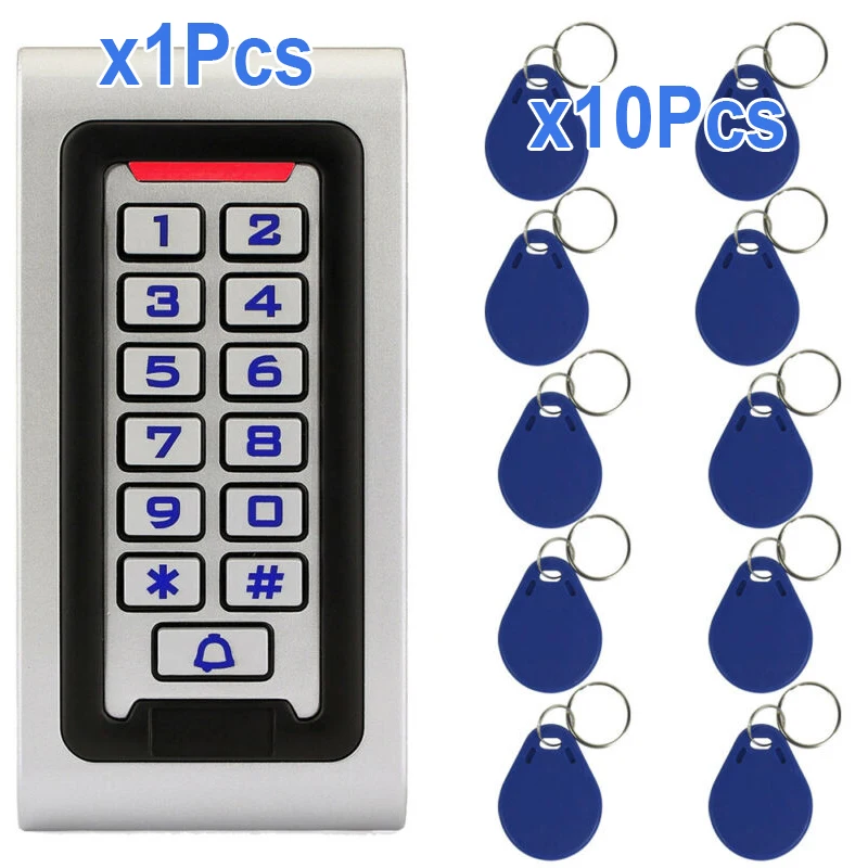 

Waterproof Keypad RFID ID Card Reader Door Access Control+10x RFID Card Keyfobs