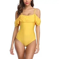 Желтый черный цельный женские купальники купальник Пушап Плавание одежда 1 шт. Монокини Мягкий боди для девочек Badpak Triquini женщина