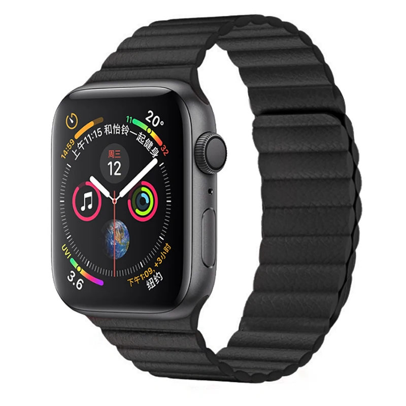 Ремешок кожаный для Apple Watch 6 новейший браслет с двойной магнитной застежкой Series 5 4