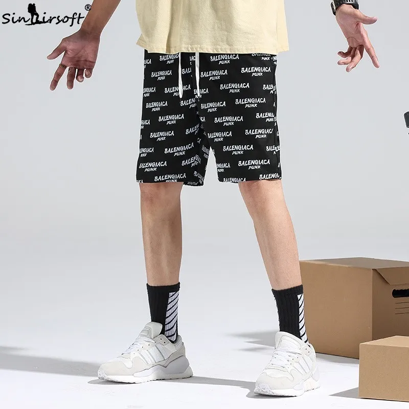 

2019 Summer Men's Beach Pants Men Casual Letter Pattern Mens Hombre Quick Drying Trousers Male Running Sports Pants Masculino