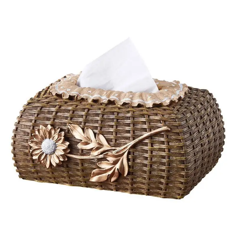

Simple Resin Rattan Tissue Box Creative Desktop Storage Box Home Decoration Three-dimensional Carved Tray Storage Supplies