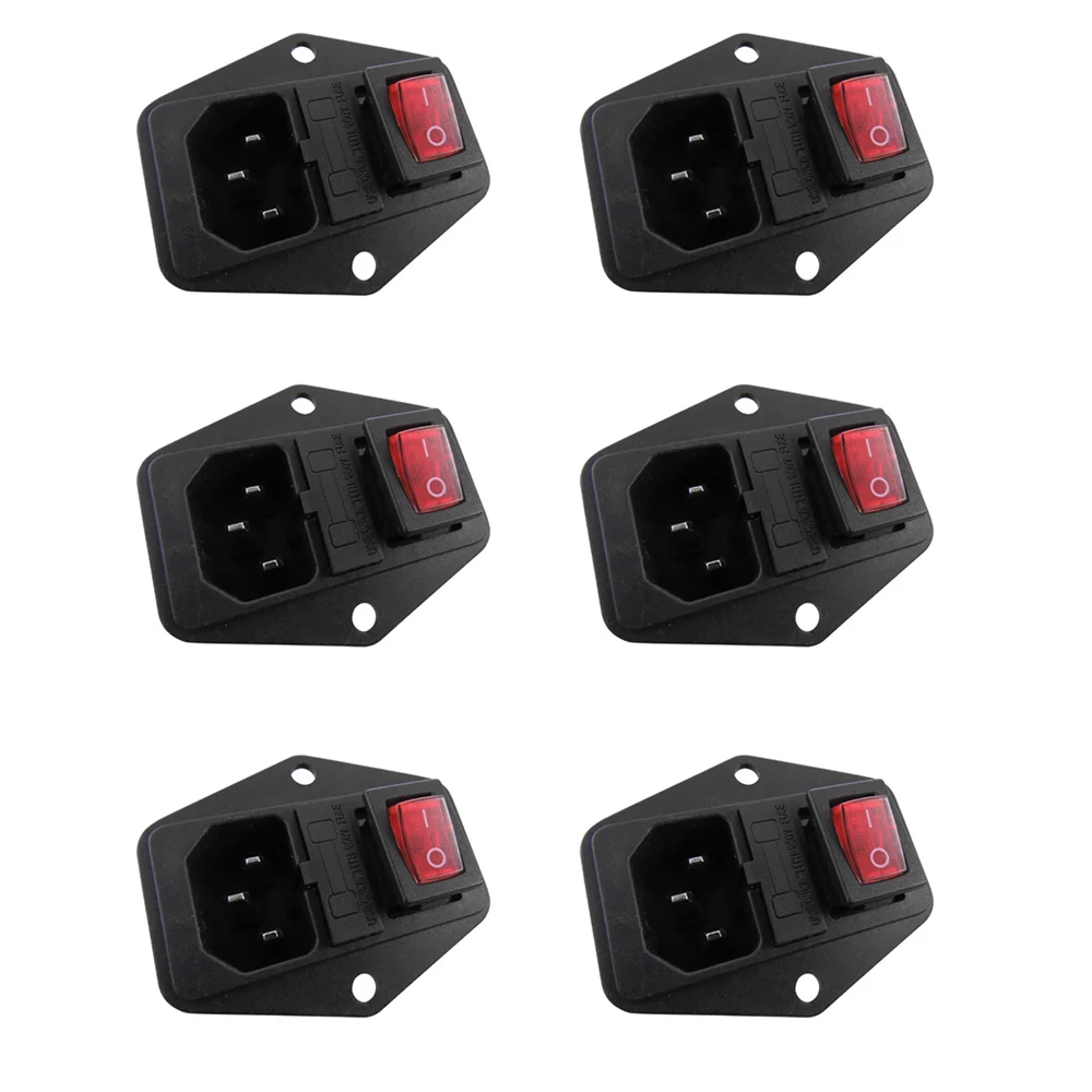 AC10A 250V IEC 320 C14 Мощность шнур входной разъем сосуд с ВКЛ ВЫКЛ светильник кулисный