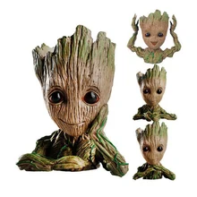  PVC Cute Baby Groot Flowerpot Flower Pot Planter Action Figures Tree Man Cute Model Toy Pen Pot Garden Flower Planter Pot