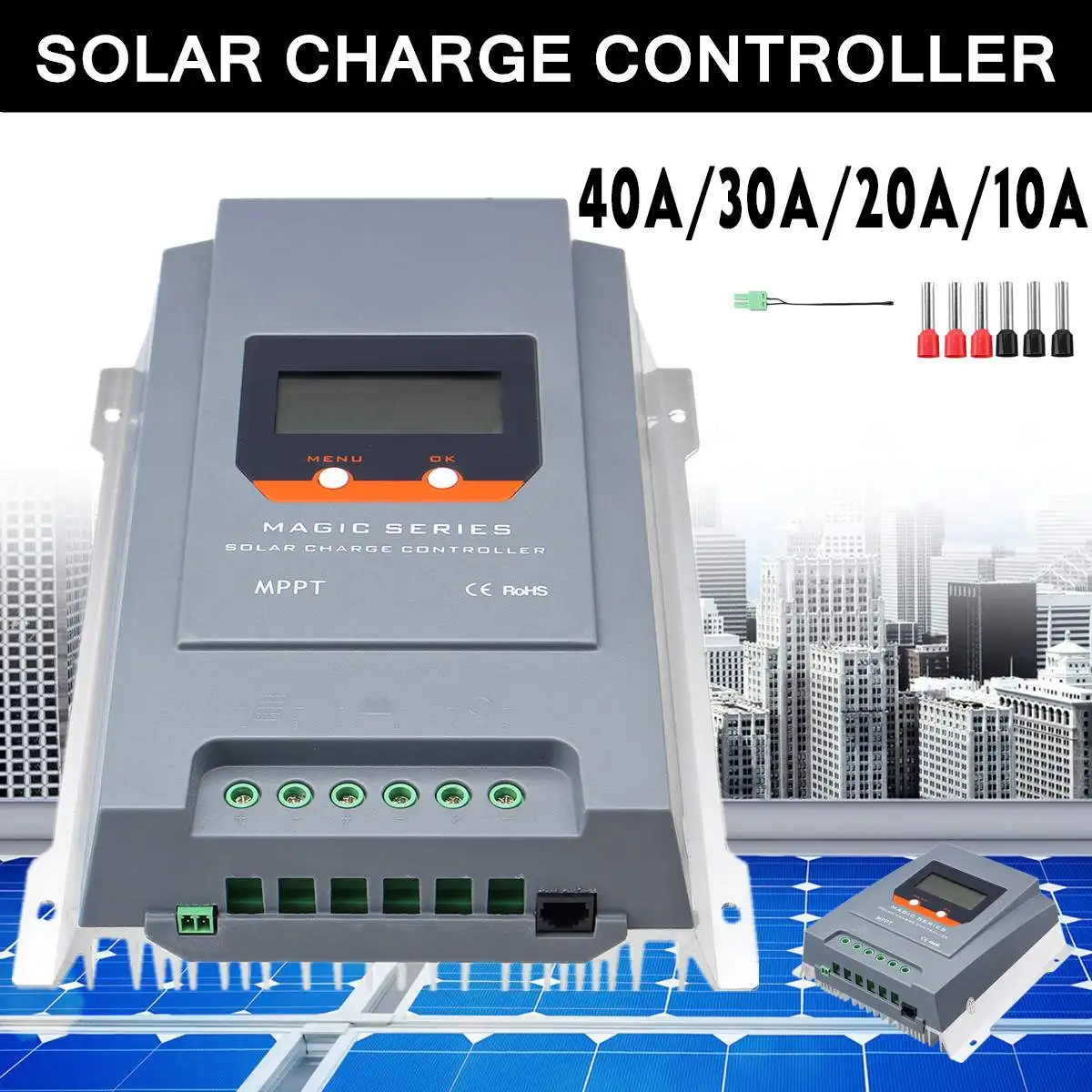 

40A 30A 20A 10A MPPT Solar Charge Controller 12V 24V LCD Auto Battery Charger Regulator Overcharge Protect Perfect EMC Design
