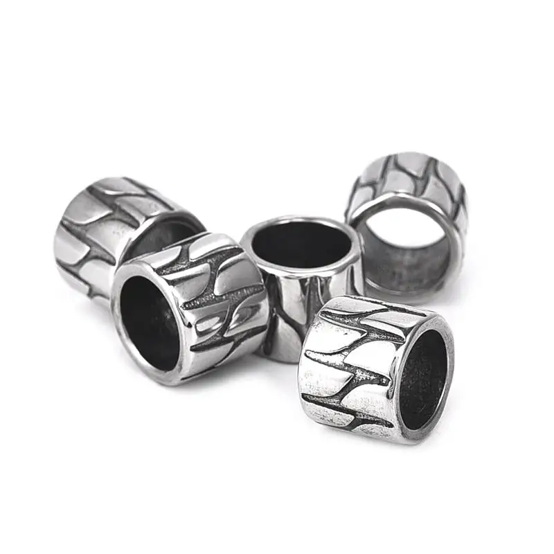 

5pcs Drop Shipping Stainless Steel Geometric Patterns 8mm Big Hole Charm Beads DIY Bracelet Jewelry Making Findings