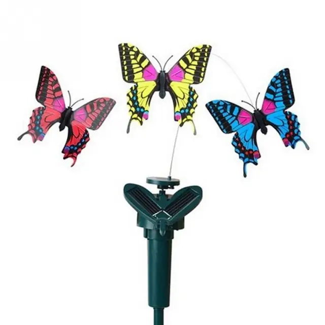 Cheap Hot Durable ABS Vibration Solar Power Dancing Flying Fluttering Stimulator Butterflies Hummingbird Garden Decorative Light #1018