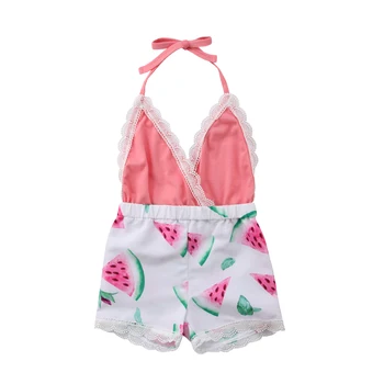

2019 Lace Newborn Kid Baby Girls Neck Watermelon Romper Jumpsuit Patchwork Outfit Clothes Sunsuit Summer Cute Clothing