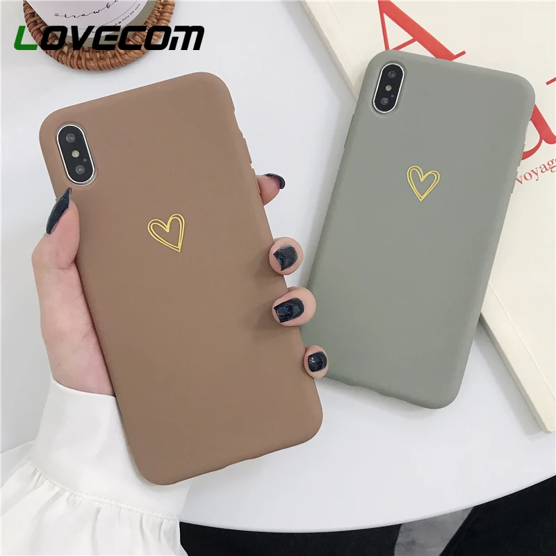 

LOVECOM Gilded Hollowly Heart Phone Case For iPhone 11 Pro Max XR XS Max X 6 6S 7 8 Plus Cute Candy Color Soft TPU Back Cover