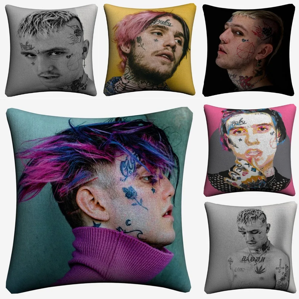 Декоративная льняная наволочка Lil Peep для дивана стула 45x45 см|Наволочка| |