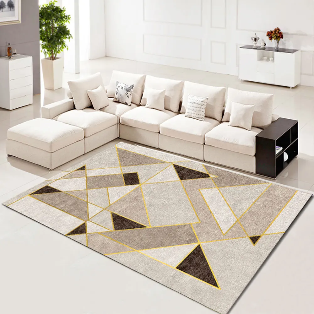 Bedroom Floor Mat Nordic Style Geometric Printed Soft Washable Carpet