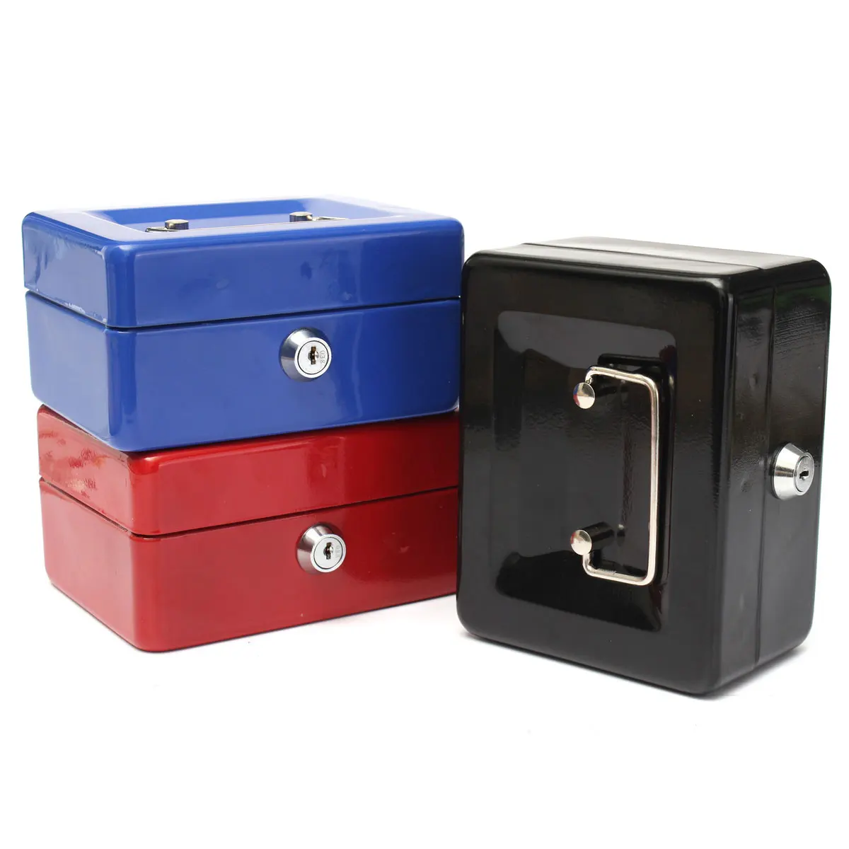 

Lockable Cash Coin Money Storage Safe Security Box Holder Suitcase With Lock Key 6 Compartment Tray