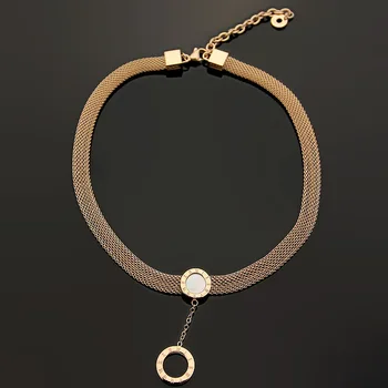 

Luxury brand designer jewelry women necklaces B+ Roman numerals black and white round hanging mesh necklace love gift