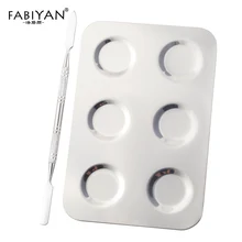 Гель-лак из нержавеющей стали палитра с лопаткой стержень прямоугольник набор для макияжа основа тени для век дизайн ногтей 6 отверстий инструменты