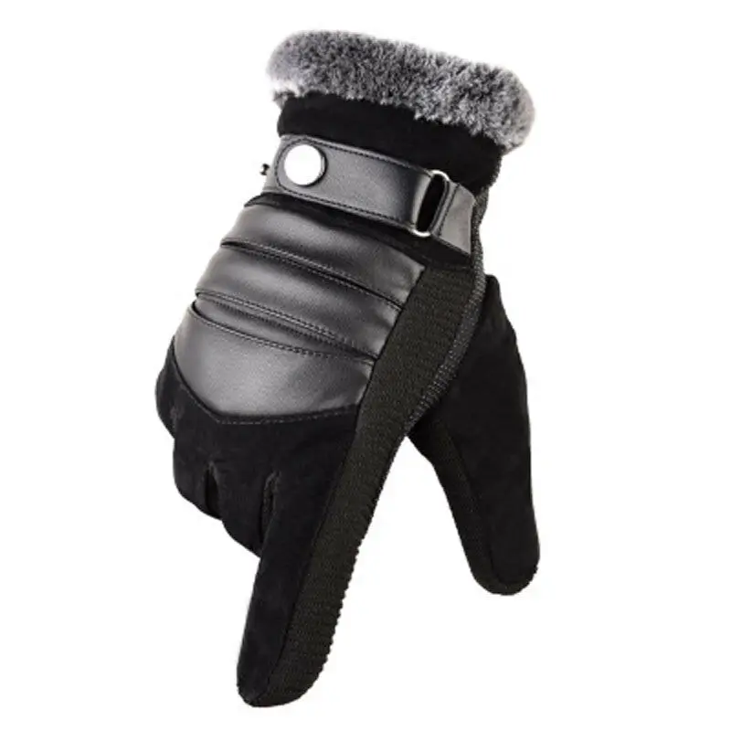 Мужские Оригинальные свиная кожа поддержка запястья зимние спортивные аксессуары теплые ветрозащитные Нескользящие наружные перчатки