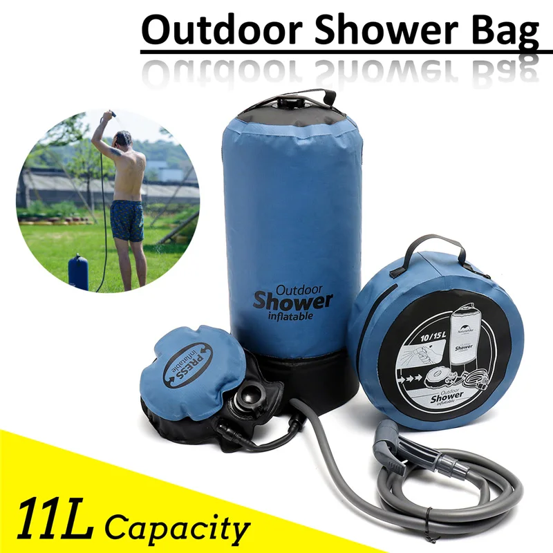 

Newest 11L PVC Outdoor Inflatable Shower Bathing Bag Portable Folding Camping Water Storage