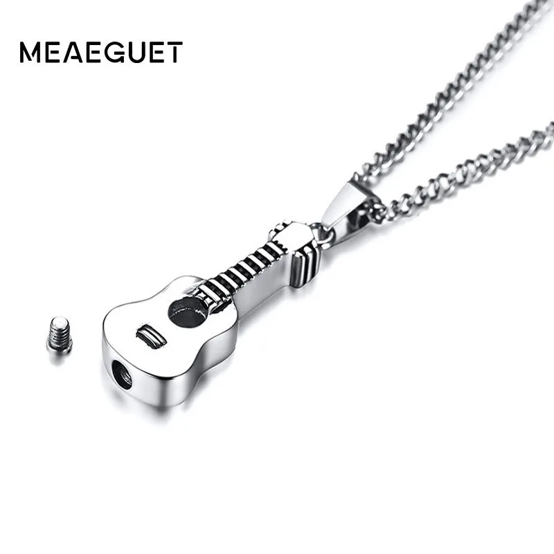 

Silver Guitar Necklace Stainless Steel Openable Punk Rock Music Pendant Women Men Unisex Gifts