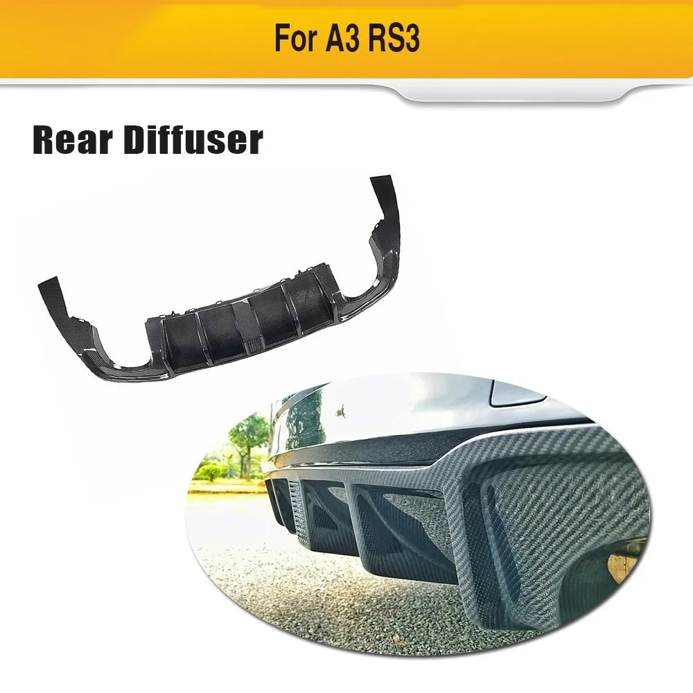 

Car Rear Bumper Diffuser Lip Spoiler for Audi RS3 Sedan 4-Door 2017 2018 Carbon Fiber Rear Lip Splitter Cover Apron