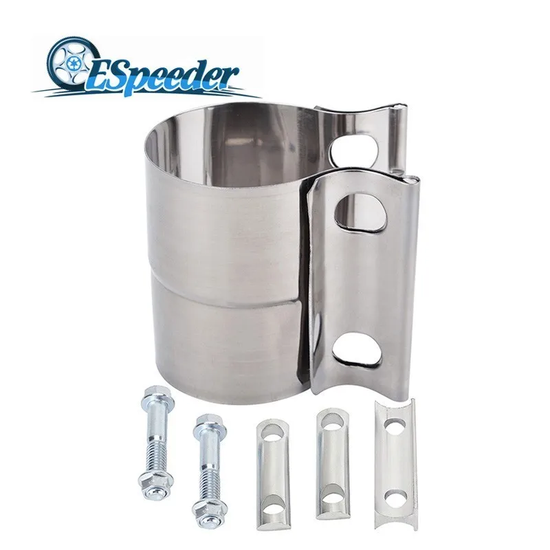 

ESPEEDER Universal 2.0" 2.25" 2.5" 3.0" 4.0" High Strength Reducing Pipe Butt Joint Stainless Steel Exhaust Clamp Kit Car Part