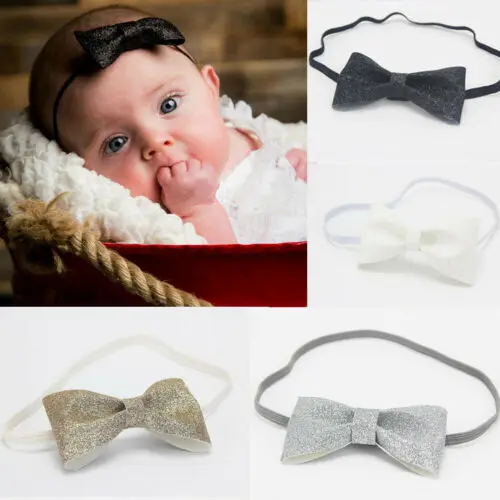 

Hot Sale Headband Baby Girl Toddler Newborn Glitter Bow Nylon Hair Clip Accessory