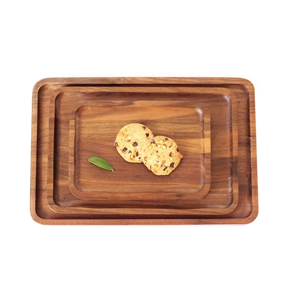 

Wooden Tea Set Tray Bread Fruit Holder Desserts Snack Dish Organizer Serving Tray Storage Plate Rectangular Bamboo Tea Tray