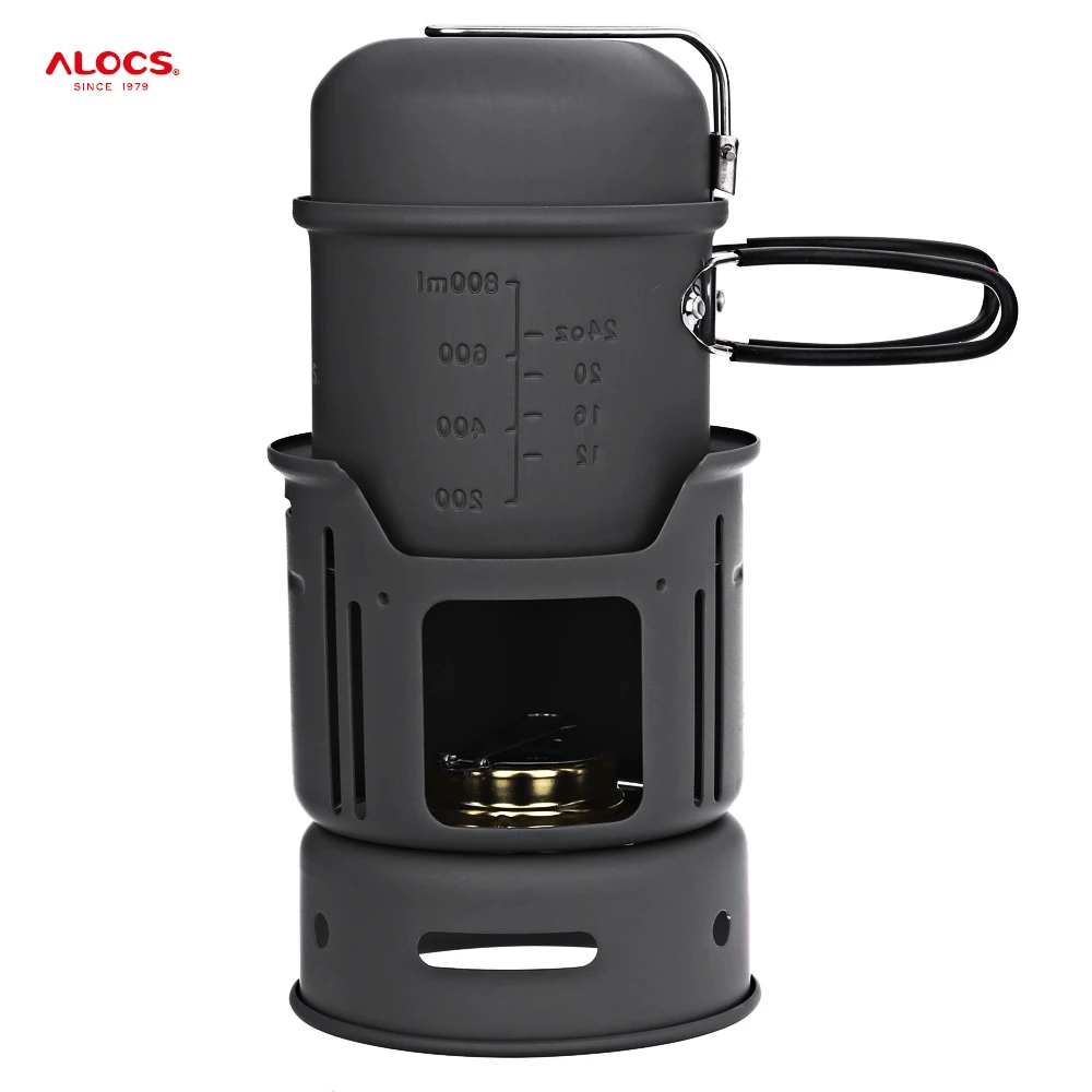 

ALOCS CW - C01 Portable 1 - 2 Person 7pcs Kitchenware Set Alcohol Stove for Outdoor Hiking Camping Picnic