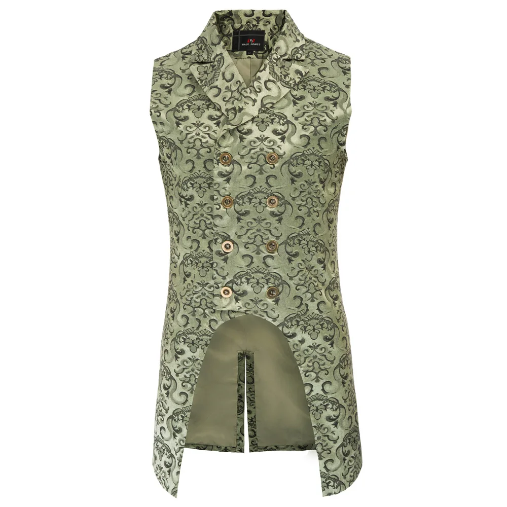 

PLUS SIZE Mens Long Punk Gothic Victorian Waistcoat Coat Jacket Double-breasted