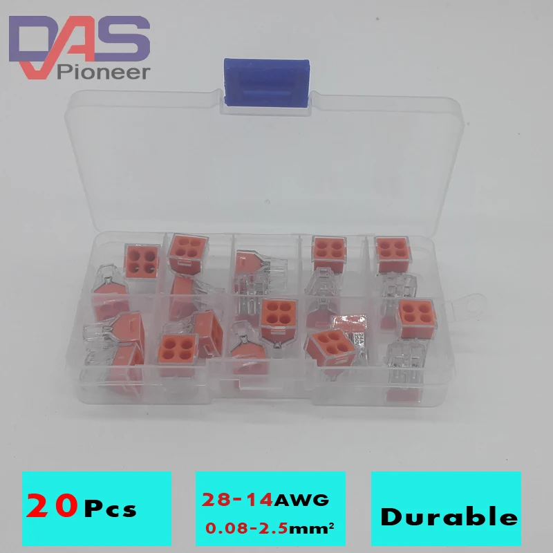 20pca 104 Push Wire Connector 4 Pins Conductor Terminal Block Type | Обустройство дома