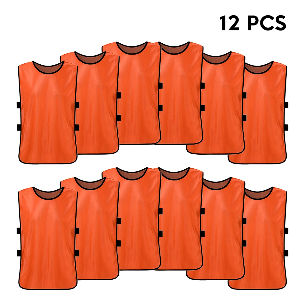12 PCS Kid's Soccer Pinnies Quick Drying Football Jerseys Youth Sports Scrimmage Practice Team Sports Vest Training Bibs