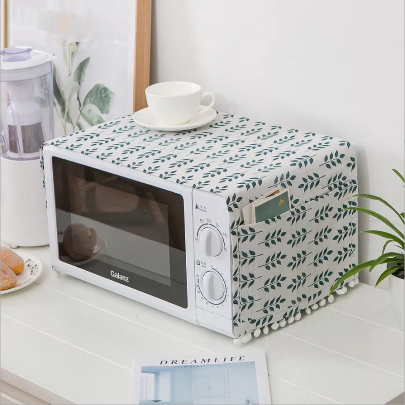 New 30x90cm Linen Microwave Oven Dust Cover Towel Cotton Linen Oil