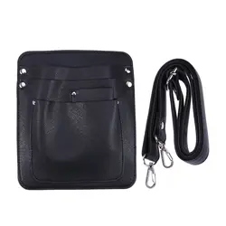 Маленькая кожаная сумка с заклепками, многокарманная сумка на ремне для цветочных инструментов (черный)