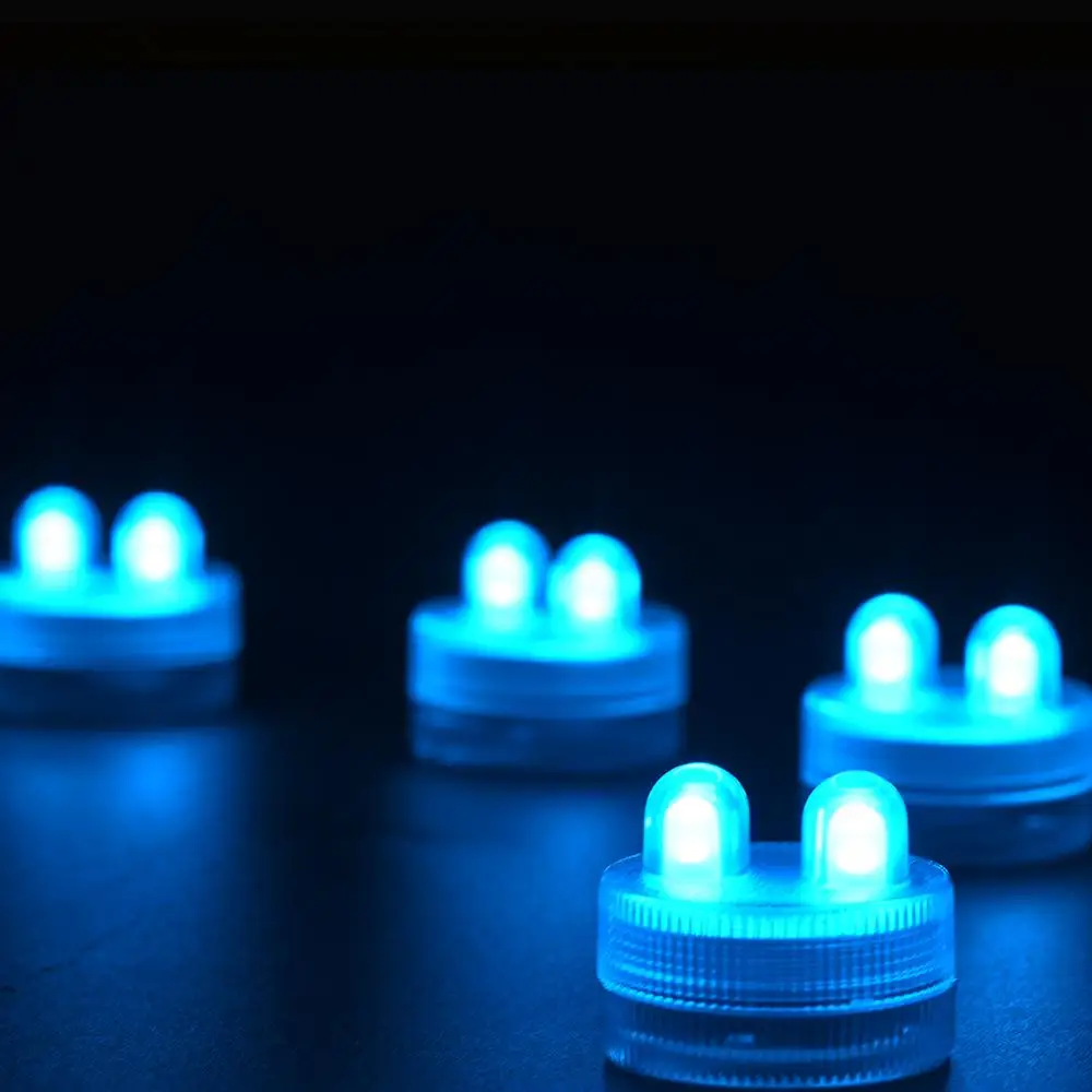 (12 pieces/lot)Decorate Wedding Super Bright LED Submersible Dual LED Floral Tea Lights with 2pcs 3V CR2032 Battery Included