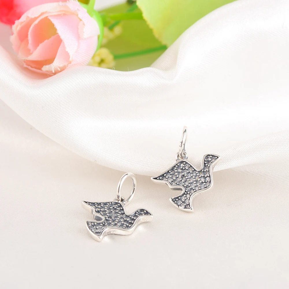 Devolove Peace Dove Висячие из стерлингового серебра 925 пробы сверкающие очаровательные