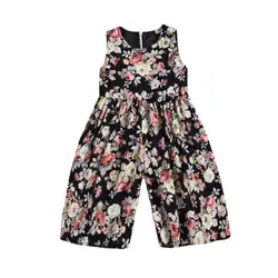 2019 летние Детская одежда для маленьких девочек стильные без рукавов 0-Шея Цветочный комбинезон свободные широкие брюки комбинезоны наряд