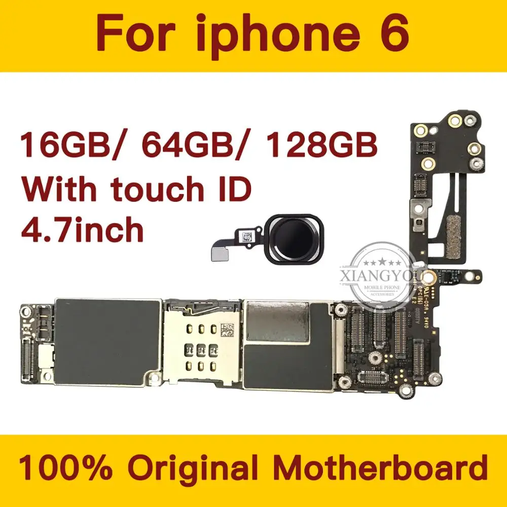 

100% Original for iphone 6 Motherboard with Touch ID for iPhone 6 Mainboard with Full Chips 16GB 64GB 128GB Factory unlocked