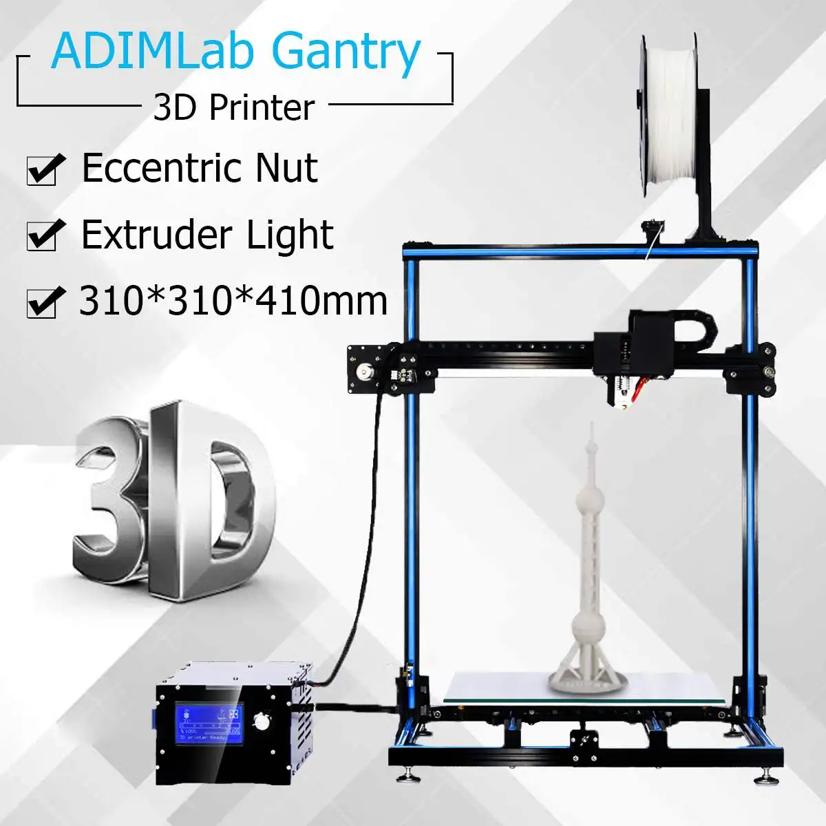 

Newest 3D Printer 310X310X415mm Resume Power Failure Printing Extruder LED Light Auto-leveling Printers 3" LCD Screen DIY KIT