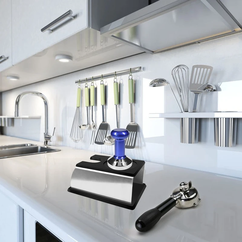 Beste Stevige Rvs Siliconen Espresso Koffie Tamper Stand Barista Tool Aanstampen Houder Rack Plank Koffie Machine Tool