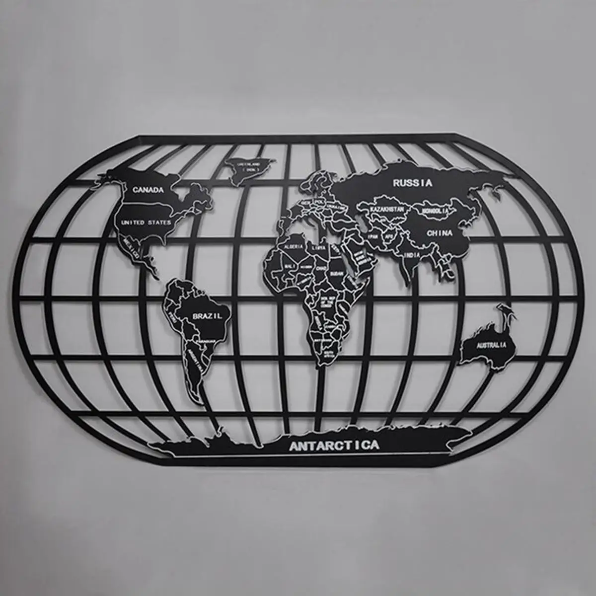 

58cmX100cm World Map Black Iron Rack Art Wall Decor Wall Sculpture Office Home Coffeehouse