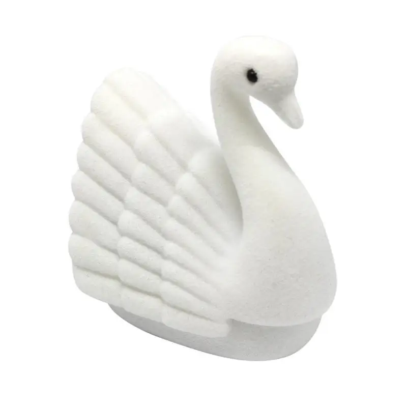 

1pc Swan Shape Ring Box Flannel Velvet Wedding Proposal Props Decor For Ring Earring Necklace Bracelet Jewelry Display Case Gift
