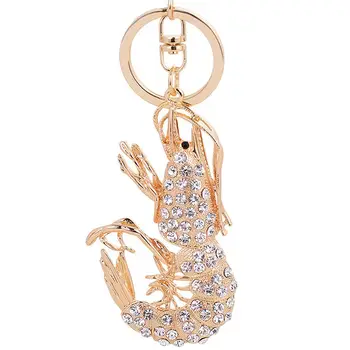

Cute shrimp Rhinestone Keychain Animal Keyring Car